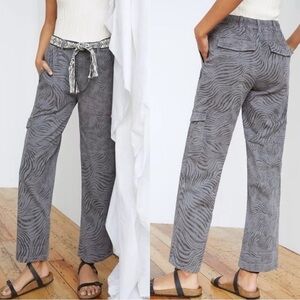 Anthropologie Pilcro Gray Zebra Print Cargo Pants High Rise Cargo Utility 30 Y2K
